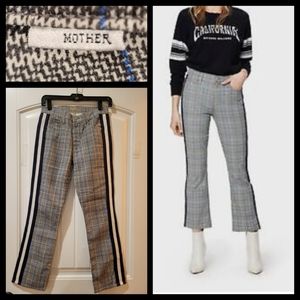 Mother insider plaid racing stripe trousers